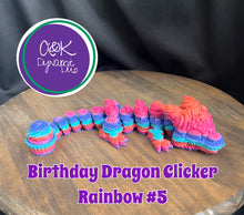 Load image into Gallery viewer, Birthday Clicker Dragon – 3D Printed Dragon Fidget
