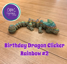 Load image into Gallery viewer, Birthday Clicker Dragon – 3D Printed Dragon Fidget
